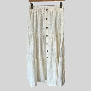 Eberjey Women’s Cotton Eyelet Elastic Waist Long Skirt Ivory. New with tag.